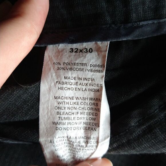 Perry Ellis Gray Crosshatch Pattern Straight Leg Slim Fit Pants - Picture 5 of 6